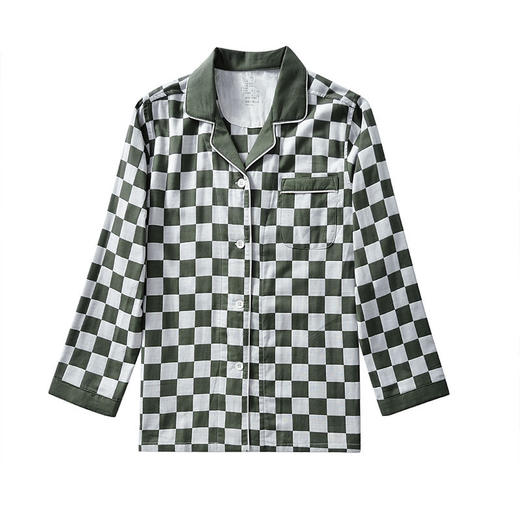 【棋盘格家居服】双层纱家居服格子情侣睡衣全棉长袖长裤居家服套装新 商品图6