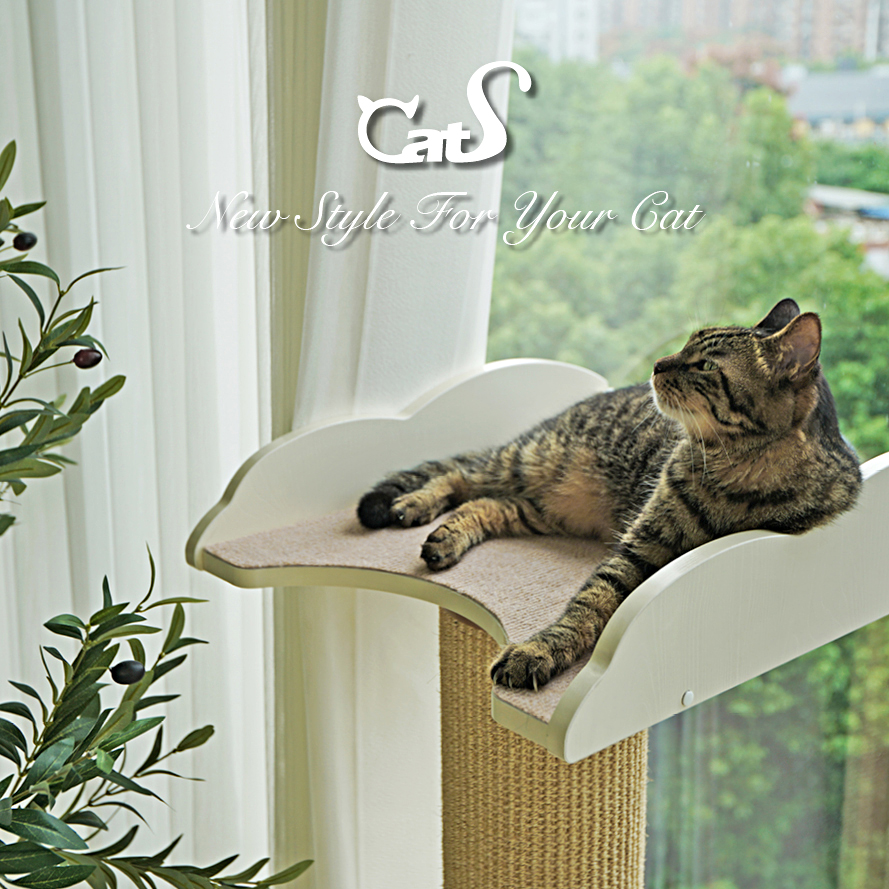 CatS猫家具 迷你看鸟台 猫爬架观景台剑麻猫抓柱吸盘占地小