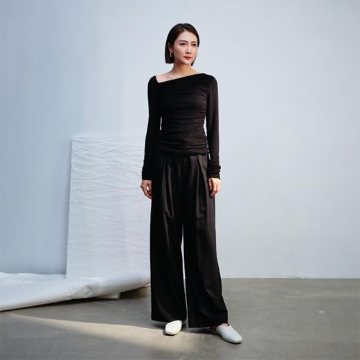 LIYIHAN斜肩褶皱上衣Y234S14790 商品图1