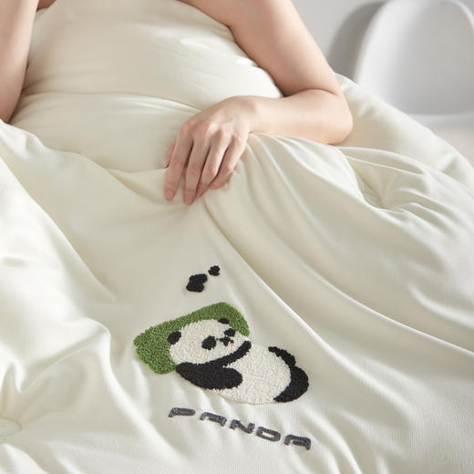 自然醒裸感熊猫毛巾绣被子棉被芯春秋被单双人加厚保暖冬被四季通用被褥LFS 商品图1