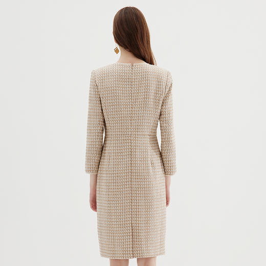 EITIE爱特爱冬季新款粗花呢气质圆领修身高腰显瘦时尚格子连衣裙7207933 商品图4