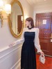 张心子【圣岛酒庄】复古国风拼接连衣裙女2023秋冬新款宴会礼服裙 U2310026 商品缩略图4