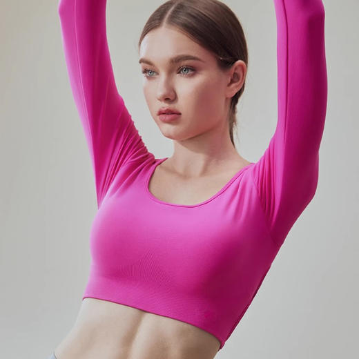 跃牌【化蝶双飞】系列 美背运动上衣带胸垫一体式瑜伽服长袖 MS1065（带胸垫） 商品图1