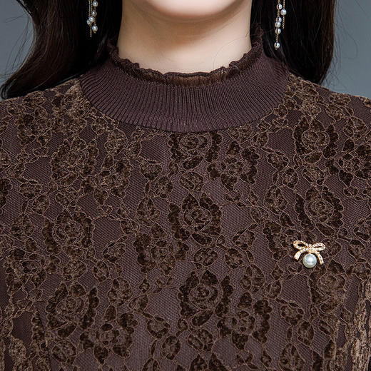 时尚加绒连衣裙，打底裙蕾丝网纱裙QYM-TYH-229092-Y 商品图4