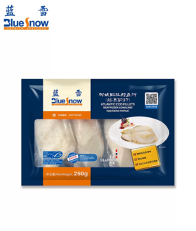 蓝雪 北极鳕鱼柳(钩钓)  MSC认证 挪威进口 高蛋白 低脂肪 去骨去刺 250g*1（商）