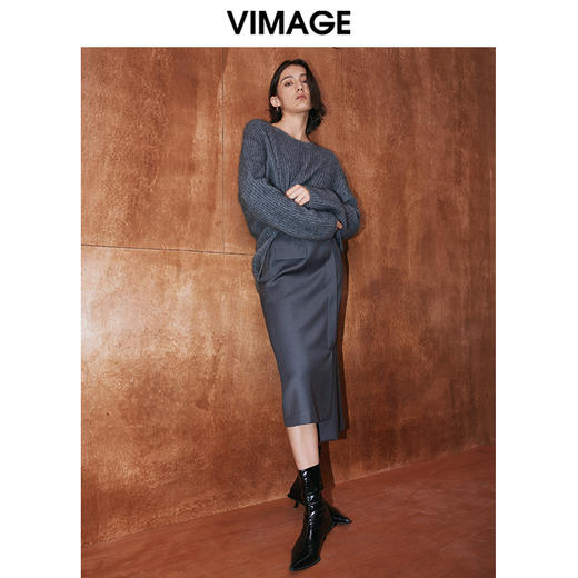 VIMAGE纬漫纪冬季新款洋气宽松小众设计针织衫上衣V2001618 商品图2