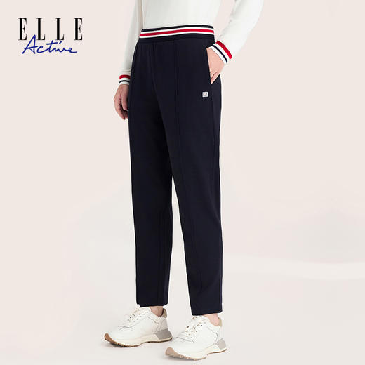 ELLE Active 【明线烟管裤 天丝透气】针织长裤小直筒裤修身时尚女裤 商品图1