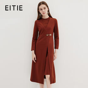 EITIE爱特爱冬季新款高腰修身优雅假两件连衣裙7207928