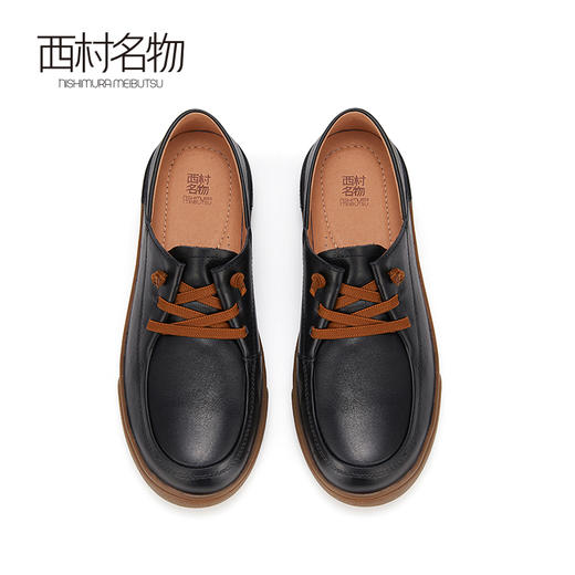 西村名物2023秋季新品英伦风系带小皮鞋轻便舒适宽脚一脚蹬X23CM35281 商品图2