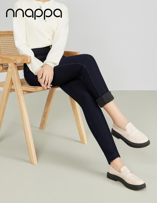 高腰针织一体绒小脚水洗牛仔裤3267 商品图3