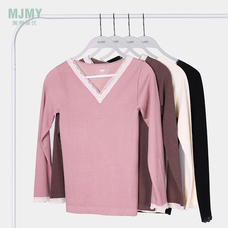 美季美优V领蕾丝发热单衣B340404