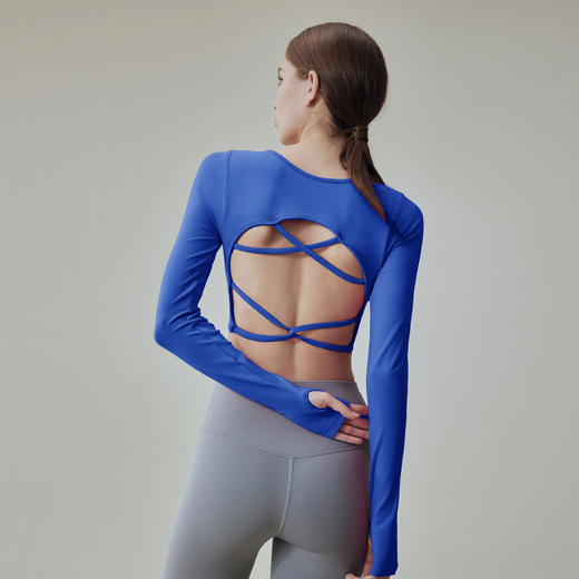 跃牌【化蝶双飞】系列 美背运动上衣带胸垫一体式瑜伽服长袖 MS1065（带胸垫） 商品图4
