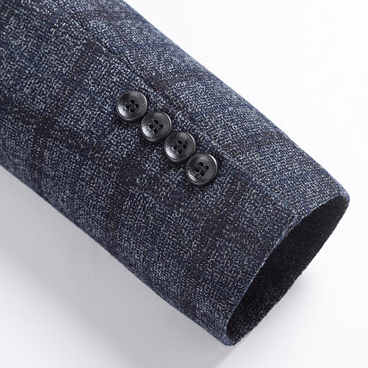 罗蒙秋冬厚款男士单西服上衣外套经典格纹磨毛小西装上衣外套男 商品图7