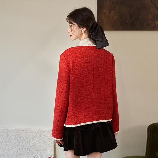 法式千金小香风外套女秋冬新款细闪亮丝粗花呢高级感外套V2332579 商品图4