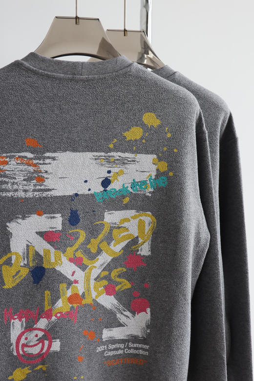 O.W 复古胶囊系列 数码直喷涂鸦印花圆领卫衣 WY740 商品图2