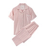 【双层纱短袖长裤家居服】小格纹双层纱家居服情侣家居睡衣纯棉短袖款 商品缩略图9