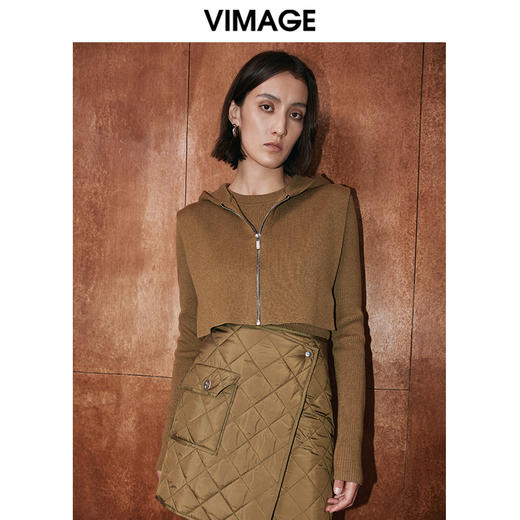 VIMAGE纬漫纪冬季新款时尚纯色两件套针织衫上衣V2001619 商品图1
