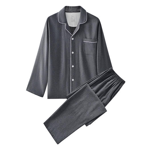 【法兰绒纯色家居服】法兰绒家居服纯色全棉情侣绒布厚款秋冬睡衣简约素色 商品图5