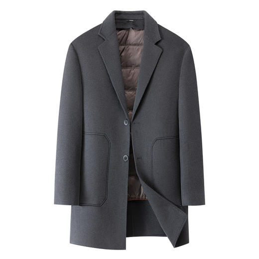 【可拆卸鹅绒内胆】【新款DKP】大依优型大码绵羊毛双面呢毛呢大衣保暖外套上衣男士绅士胖子休闲商务 商品图0