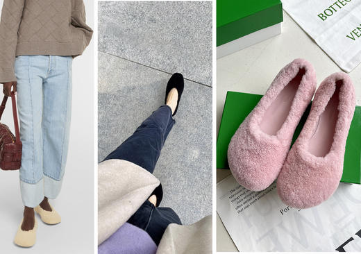 7折 BV家 奶里奶气氛围感毛毛鞋 一脚蹬乐福鞋 3色 BZ1110 商品图0