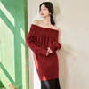 西遇韩式一字肩长袖毛衣女2023秋冬新款宽松复古百搭慵懒风上衣D2338861 商品缩略图3