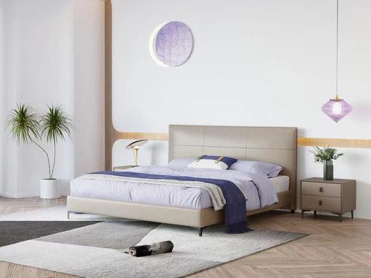 )欧瑞驰 简 床 头层真皮+仿皮+高密度回弹海绵+4D网布静音排骨条+五金脚+静音垫[免费送装，偏远地区除外] 商品图1