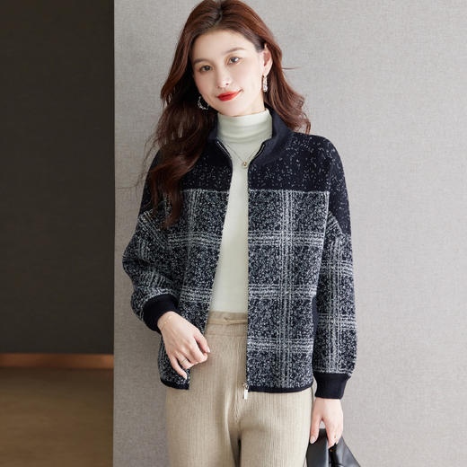 秋冬新款，早秋洋气条纹毛衣开衫厚外套CC-MLB652 商品图6