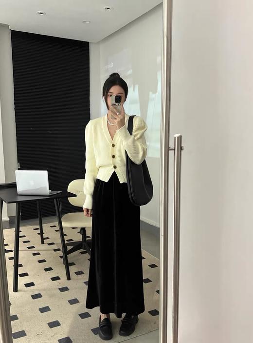 高级感复古丝绒连衣裙 圆领蕾丝拼接气质女 商品图7