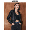 VIMAGE纬漫纪冬季新款个性帅气纯色短款连帽皮衣短外套V2093602 商品缩略图1