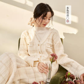 西遇法式小香风毛衣套装女2023秋冬新款直筒半裙针织开衫两件套D2332629/D2332628