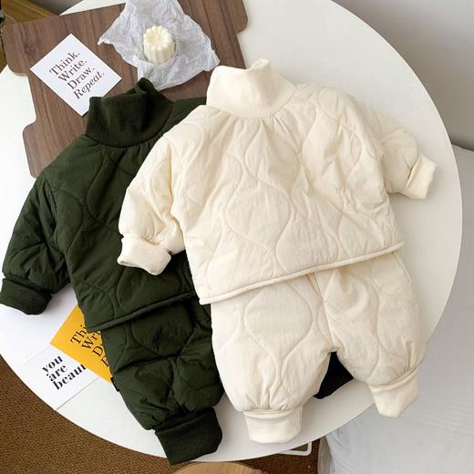 【抓绒毛圈内衬，温柔呵护宝宝肌肤！】童装婴儿套装韩版秋冬款男女儿童衍缝加绒套装夹棉套装宝宝外出服lm 商品图2