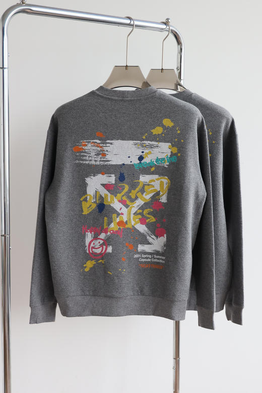 O.W 复古胶囊系列 数码直喷涂鸦印花圆领卫衣 WY740 商品图1