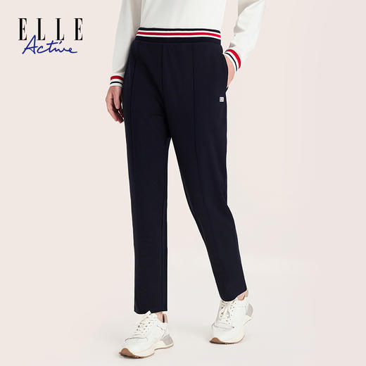 ELLE Active 【明线烟管裤 天丝透气】针织长裤小直筒裤修身时尚女裤 商品图0