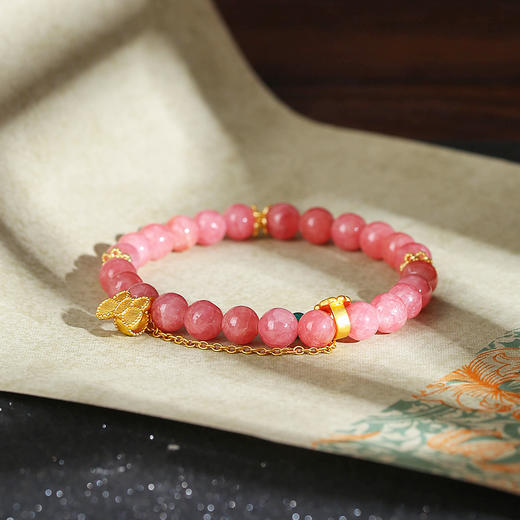 【爱情】红纹石手链女玉石 桃花粉手串 甜蜜情侣水润欲滴 商品图3