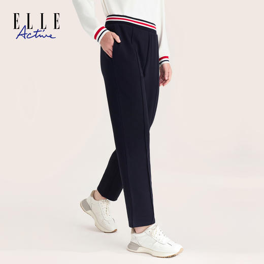 ELLE Active 【明线烟管裤 天丝透气】针织长裤小直筒裤修身时尚女裤 商品图3