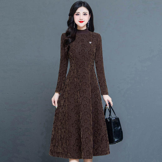 时尚加绒连衣裙，打底裙蕾丝网纱裙QYM-TYH-229092-Y 商品图5