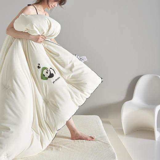 自然醒裸感熊猫毛巾绣被子棉被芯春秋被单双人加厚保暖冬被四季通用被褥LFS 商品图2