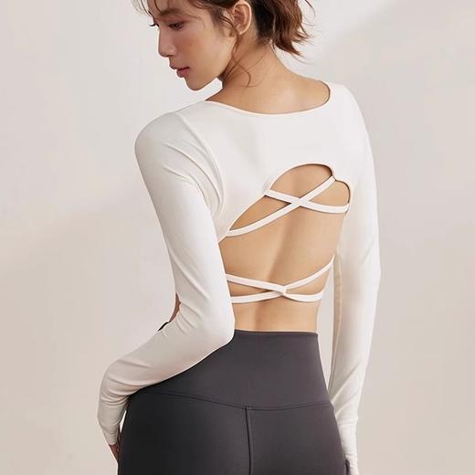 跃牌【化蝶双飞】系列 裸感性感露背交叉健身上衣一体式瑜伽长袖 MS1065（带胸垫） 商品图0