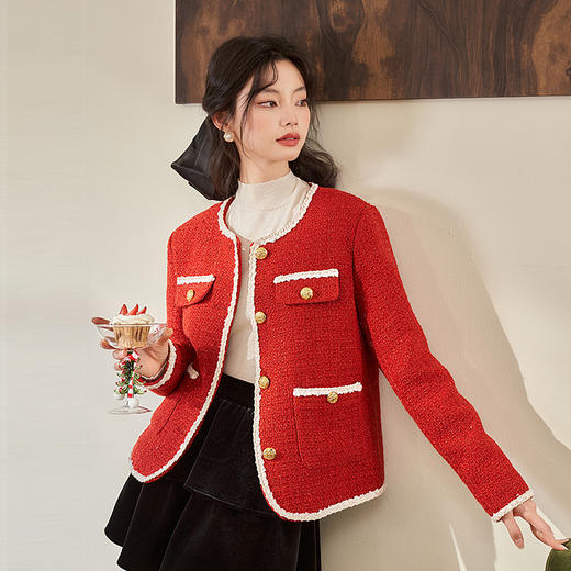 法式千金小香风外套女秋冬新款细闪亮丝粗花呢高级感外套V2332579 商品图0