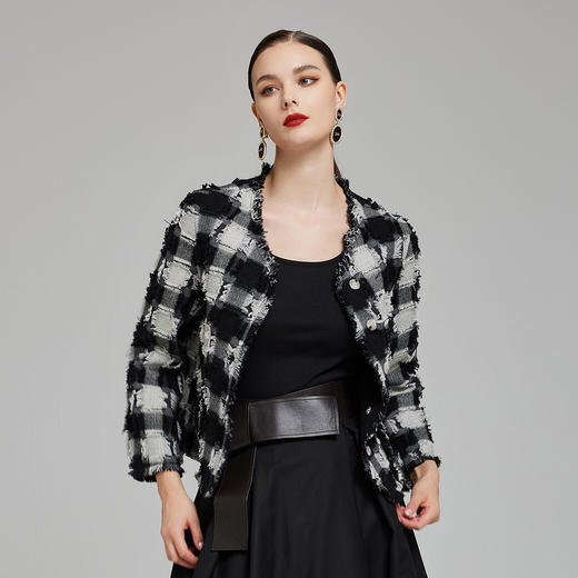 NH905斯尔丽2023秋冬新款宽松设计感圆领单排小个子上衣羊毛大衣 商品图2