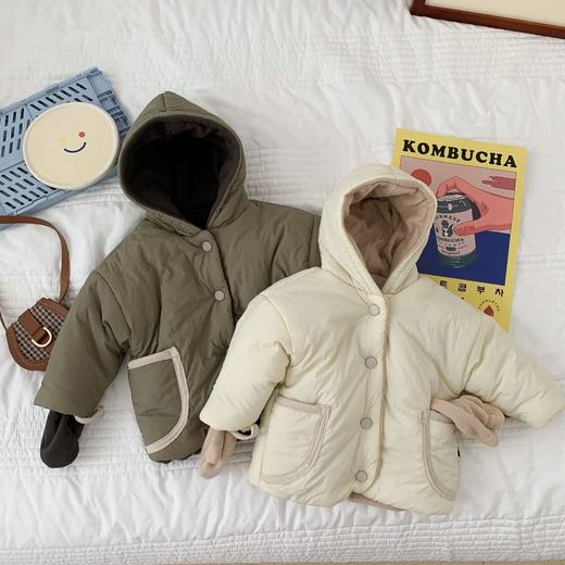 【15天发货！蓬松加绒设计，保暖轻盈！】韩国婴童装连帽加绒厚棉服秋冬新款男女婴儿棉袄小宝宝棉衣外套潮 商品图3