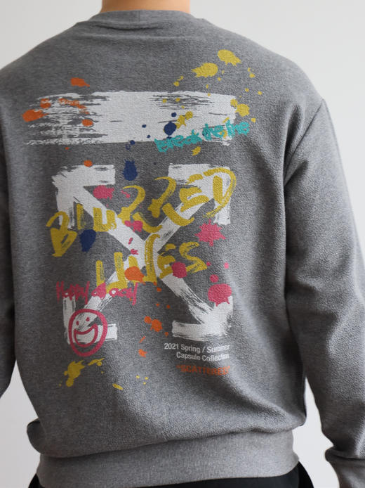 O.W 复古胶囊系列 数码直喷涂鸦印花圆领卫衣 WY740 商品图5