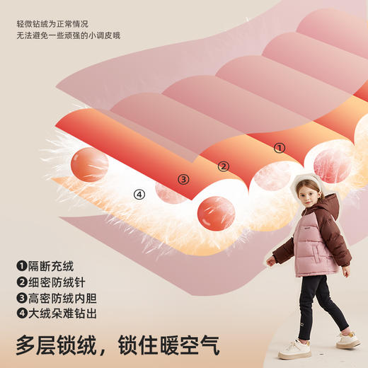 *【咕噜日记】【年末清仓，1件不剩】【爆浆充绒 锁温御寒】儿童90白鸭绒撞色拼接羽绒服外套PDWT2305 商品图4