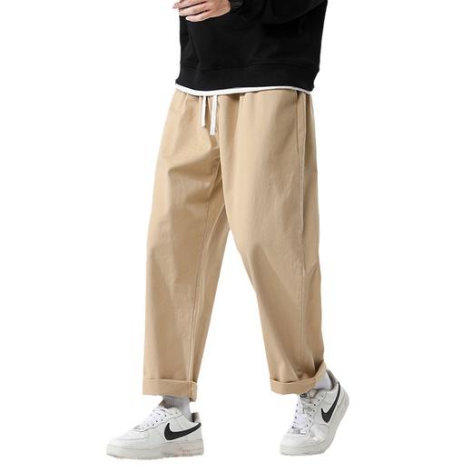 「3色可选」NASA夏季男士休闲裤 潮流卡其色工装纯棉宽松直筒抽绳大码长裤子下装 商品图4