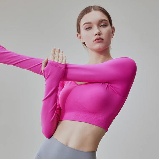 跃牌【化蝶双飞】系列 美背运动上衣带胸垫一体式瑜伽服长袖 MS1065（带胸垫） 商品图2