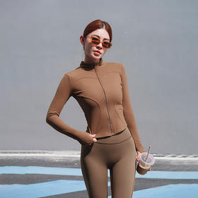 跃牌【化蝶双飞】系列 裸感户外运动拉链瑜伽服显瘦健身上衣保暖加绒长袖瑜伽外套 TM0148