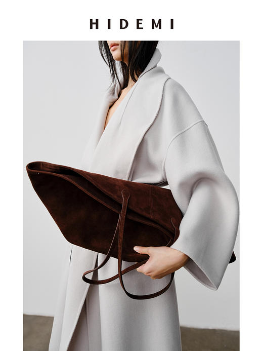 HIDEMI 麂皮VASE TOTE艺术感花瓶托特包 深棕色/黑色 商品图3