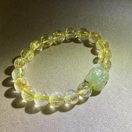 和田玉（青玉）路路通手串 --虎虎生威（13*14mm）配10mm发金圆珠16颗 商品图1