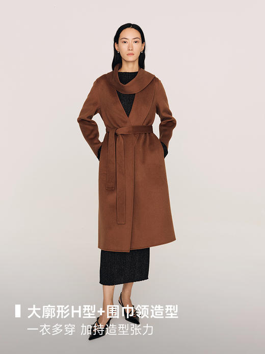 尊贵重磅限量100%纯山羊绒 围裹领双面呢大衣FO481723N 商品图3