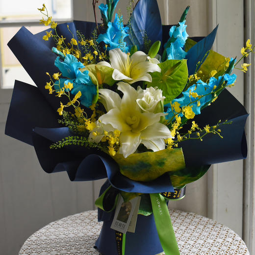 《千里江山》黄绿蓝色系花束 商品图6